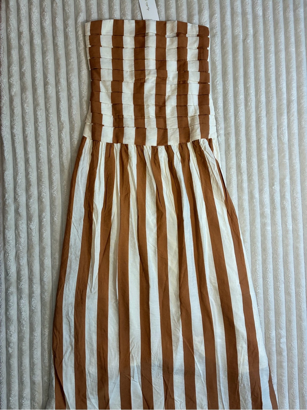 By The River Strapless Striped Midi Dress | M | NWT